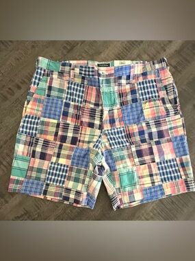 Club Room Patchwork Plaid Shorts in Blue, Green, Pink